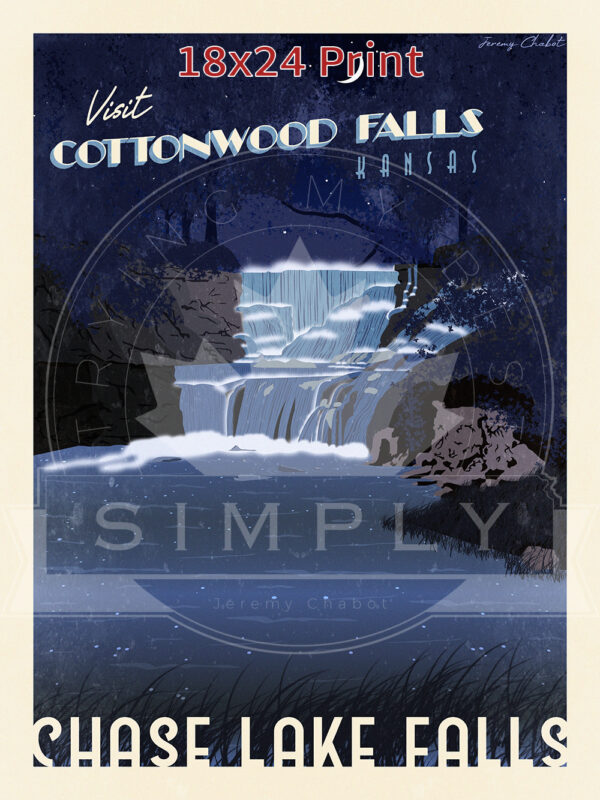 Cottonwood Falls 18x24 - Night Thumbnail