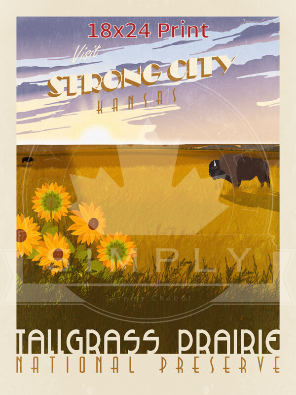 Tallgrass Prairie National Preserve 18x24 - Sunset Thumbnail